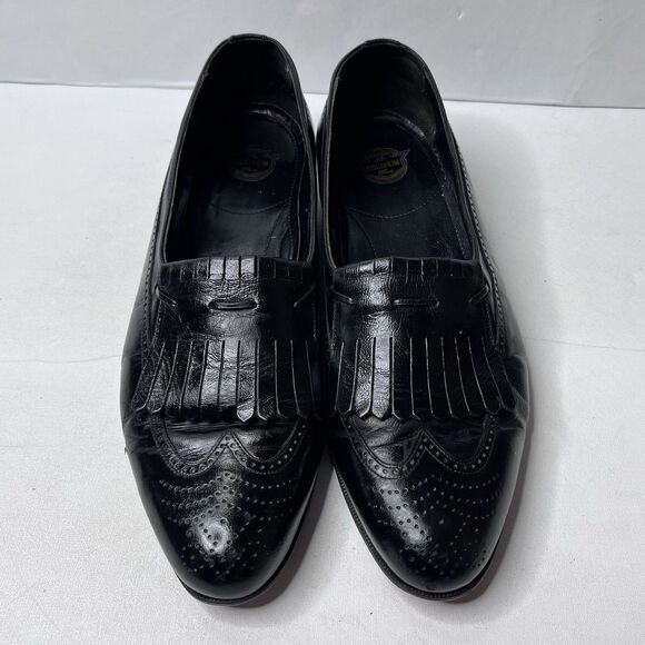 Vintage Florsheim Black Leather Kiltie Fringe Wingtip  Loafers Mens Size 10.5 D main image 8